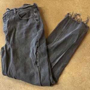 Charcoal Frayed Hem Jeans